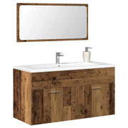 Mobile da Bagno con Specchio in Legno Antico Legno Multistrato 856381