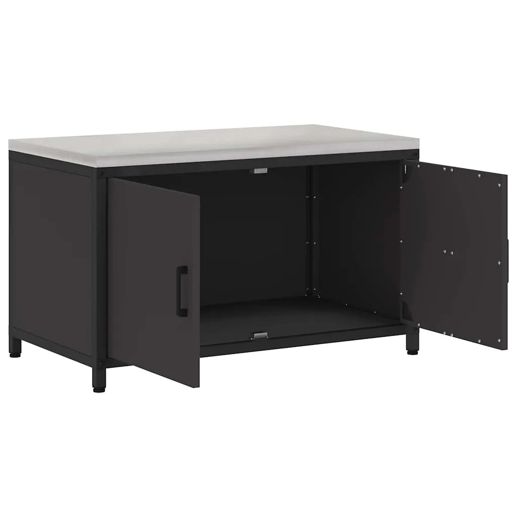 Stoccaggio in cucina con porta Nero 90 x 50 x 53 cm Acciaio 874996