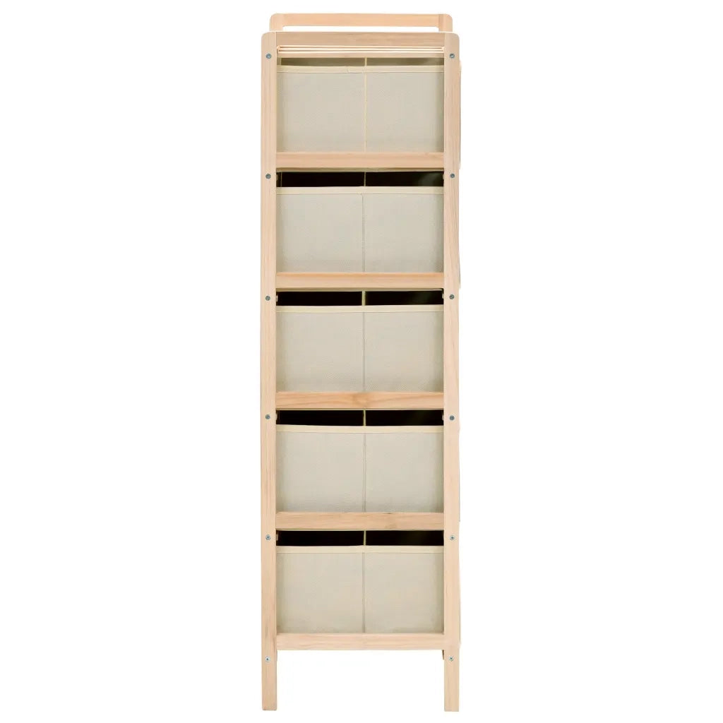 Armadietti 2 pz con 5 Cesti in Tessuto e Legno di Cedro Beige cod mxl 52980