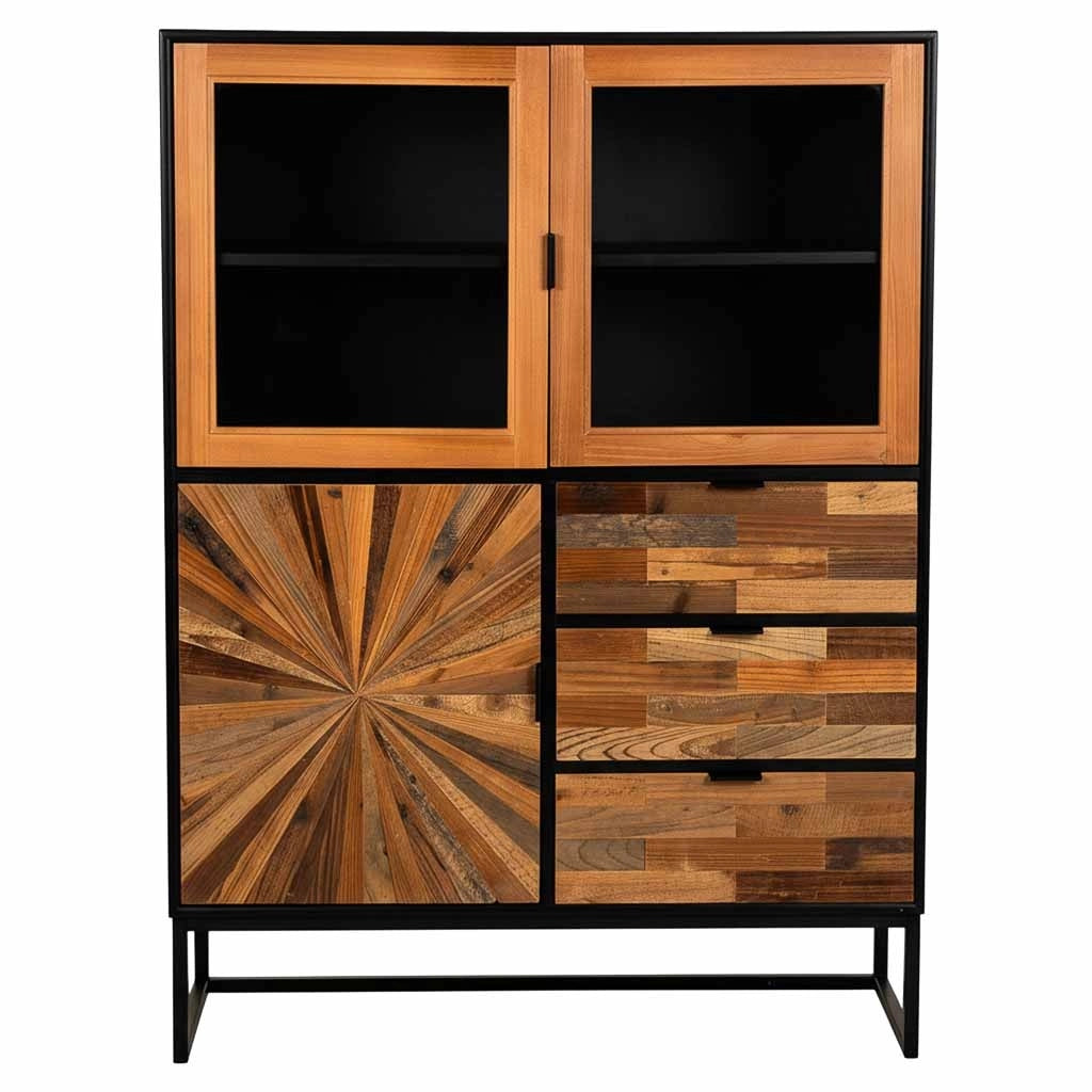 Credenza in legno di recupero marrone 100x40x135h cm