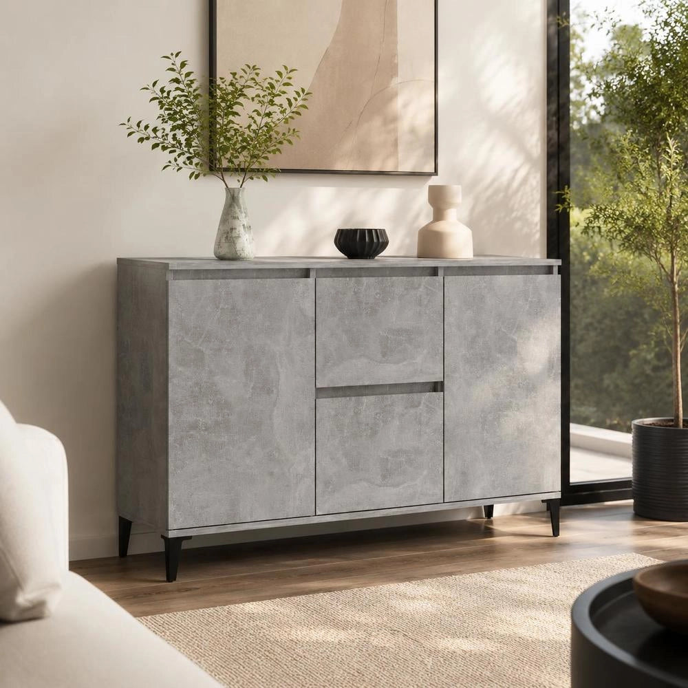 Sideboard Concrete Grey 102x35x70 Cm Wood Material