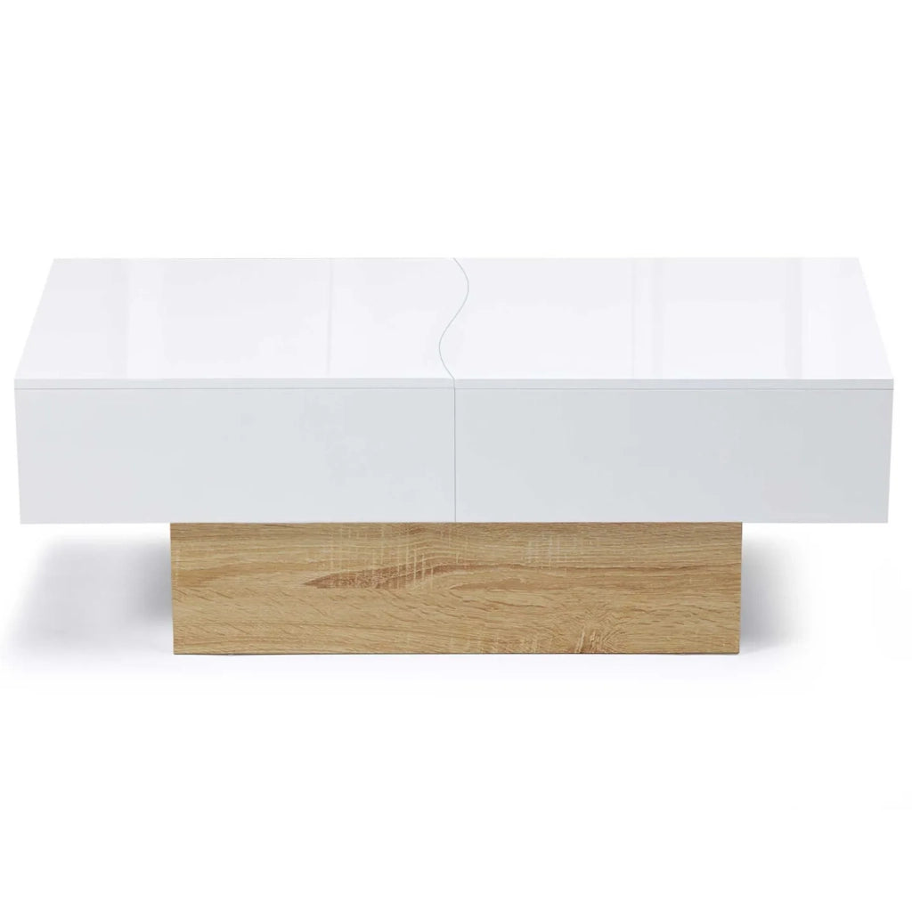 IDMarket - Tavolino scorrevole MARTA in legno imitazione faggio e bianco