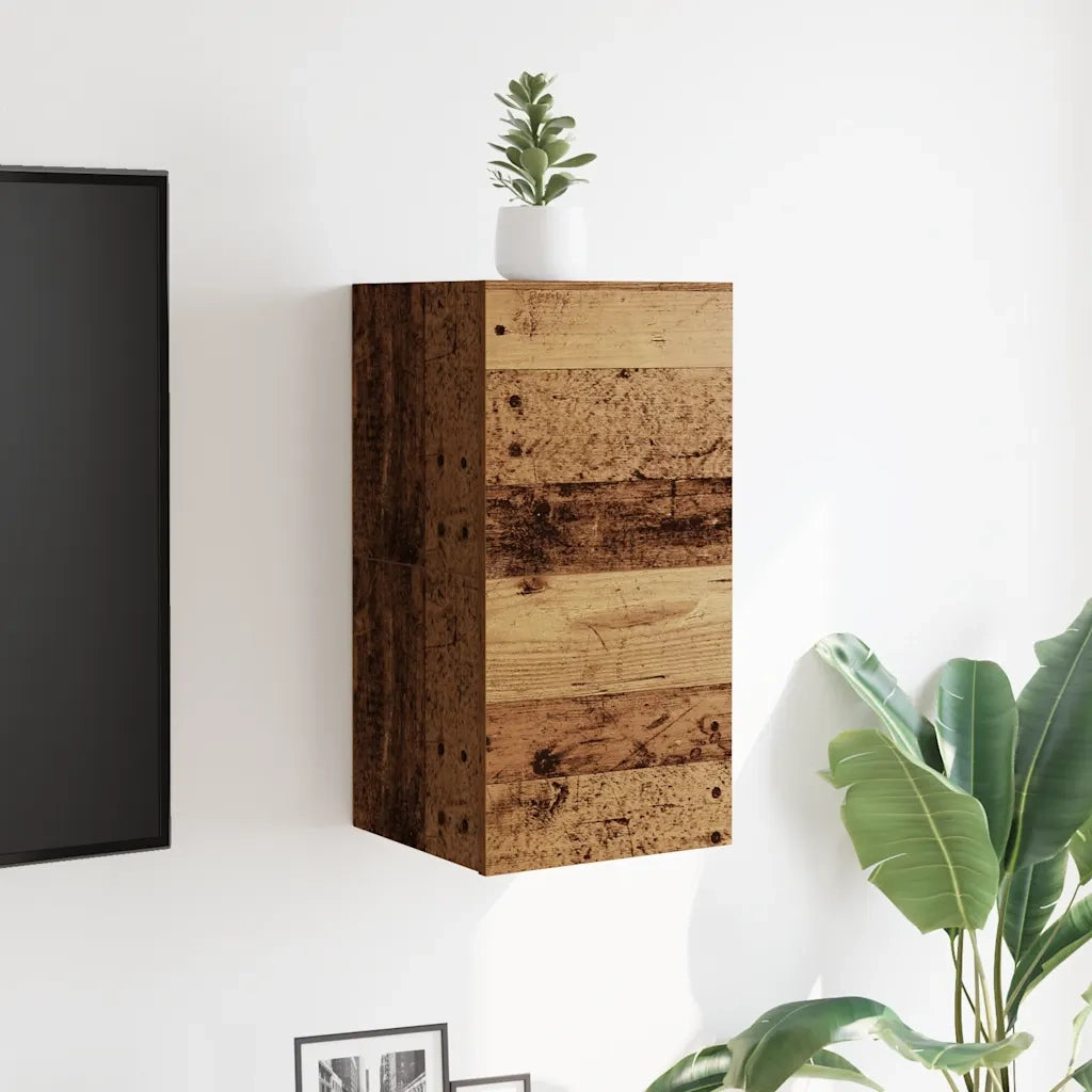 Mobili Porta TV a Parete 2pz Legno Antico 30,5x30x30 cm