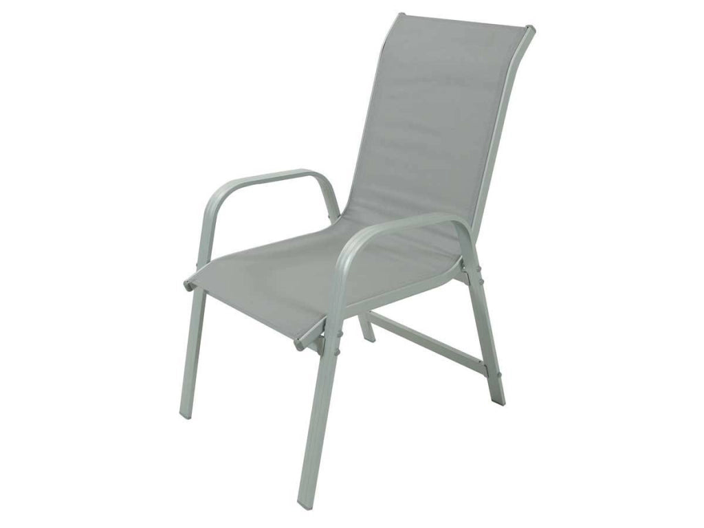 Sedia da giardino in alluminio e textilene PORTO - Phoenix - Grigio chiaro - 2 pezzi
