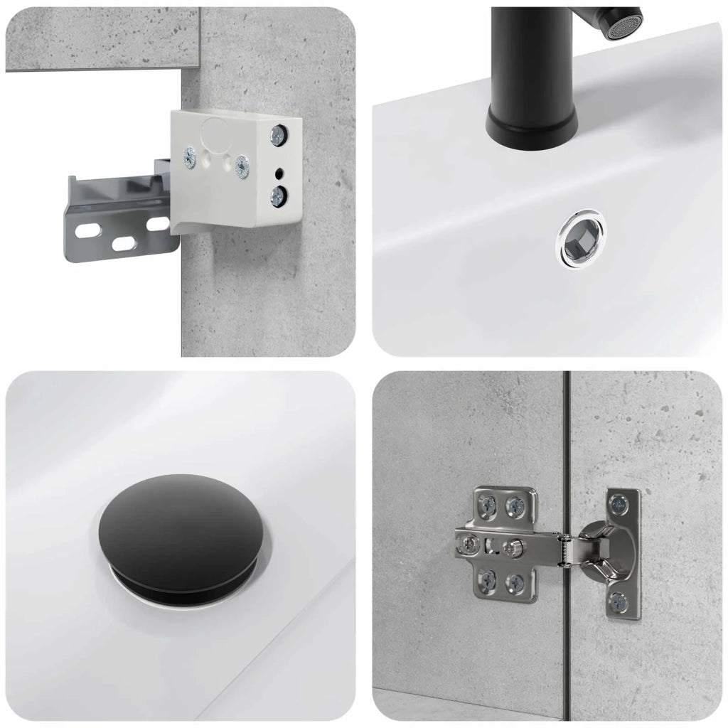 Mobile bagno con rubinetto Grigio Cemento 61 x 40 x 74,5 cm 889540