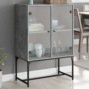 Mobile con Ante in Vetro Grigio Cemento 69x37x100 cm 836549