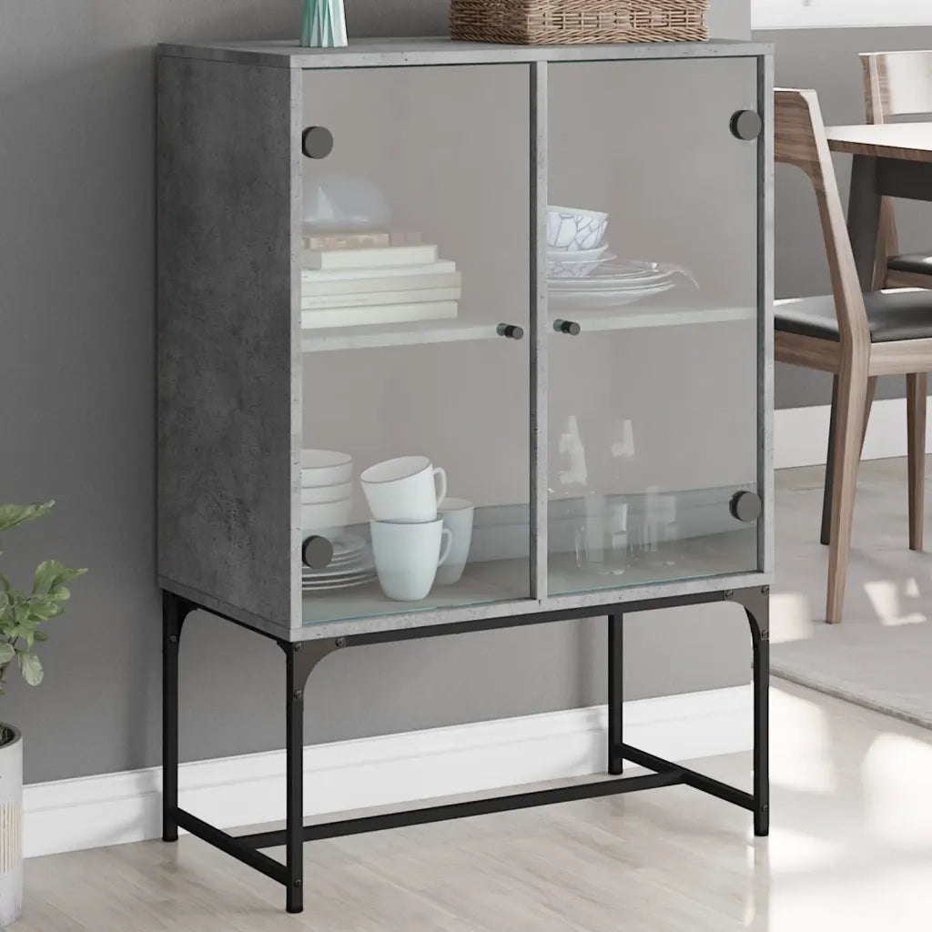 Mobile con Ante in Vetro Grigio Cemento 69x37x100 cm 836549