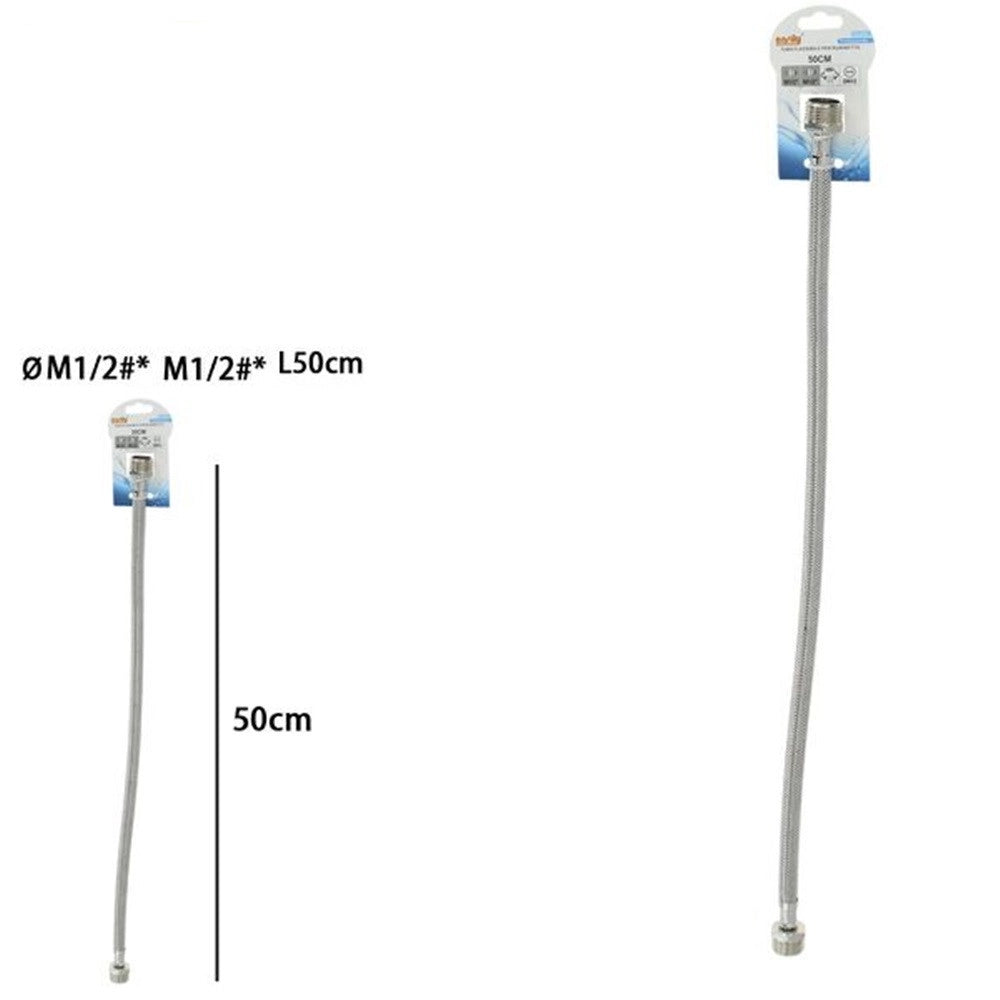 Trade Shop - Tubo Flessibile Flessibili Per Rubinetto Miscelatore Acqua øm1/2 X M1/2 Lungo 50 Cm 87968 -