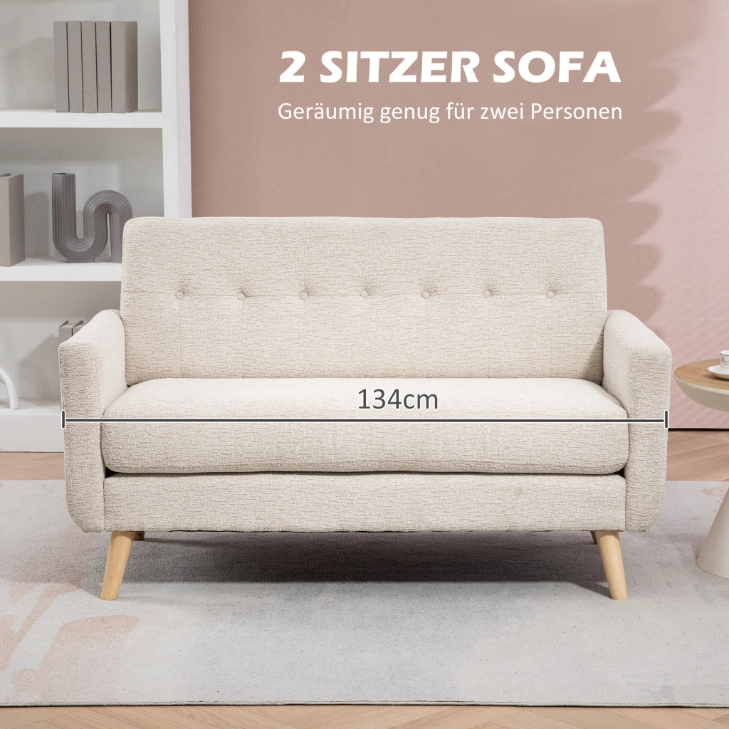 Divano 2 posti tessuto beige ¨C Zephmum ¨C 134x71x82 cm