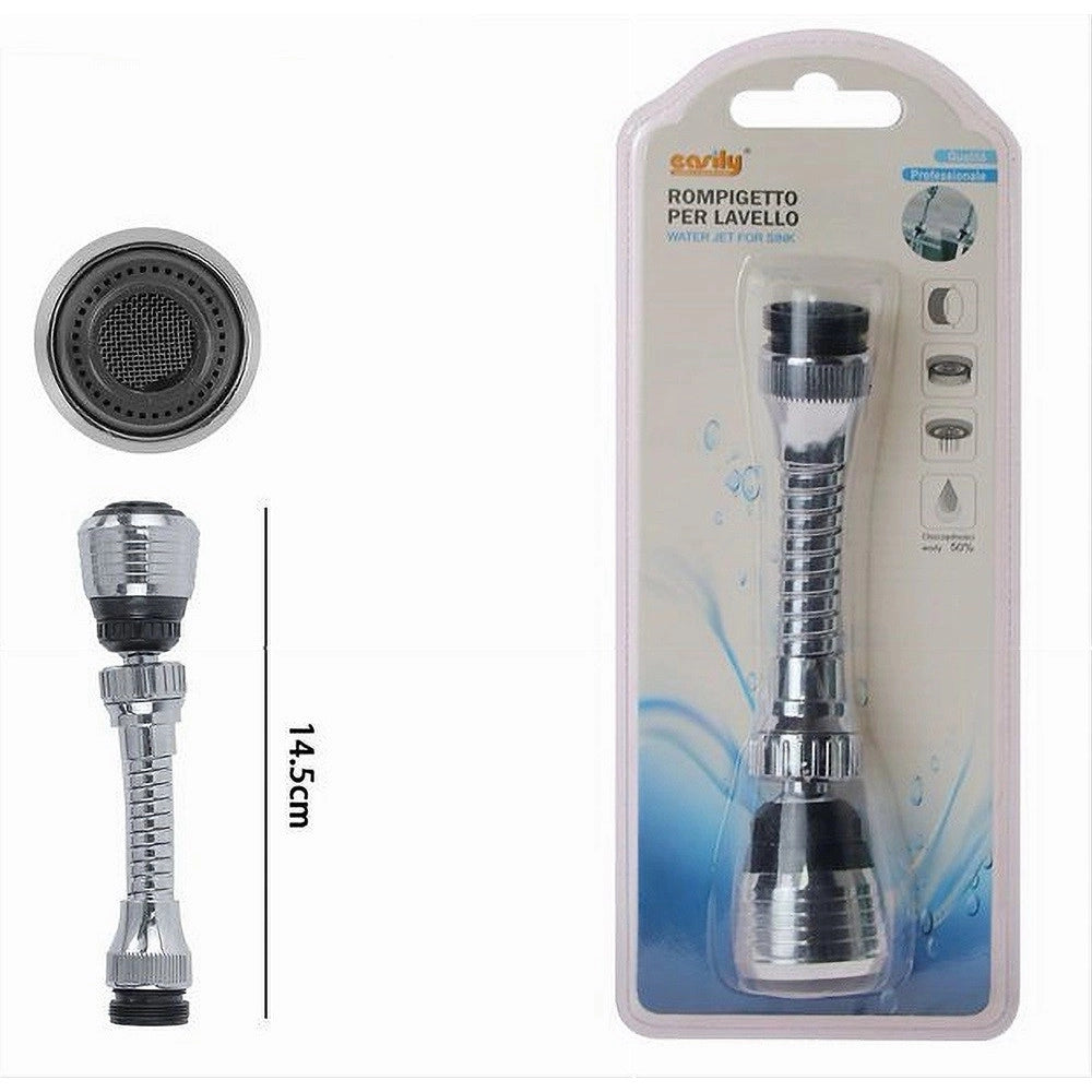 Trade Shop - Aeratore Rompigetto Rubinetto Da Cucina Cromato Nero Snodato 2 Getti Acqua 69258 -