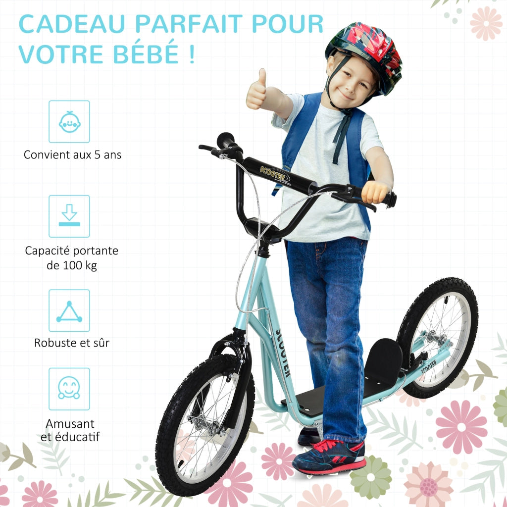 Monopattino per Bambini dai 5 Anni ¨C Xylo ¨C Ruote Gomma, Manubrio Regolabile, Freno, Cavalletto, Blu