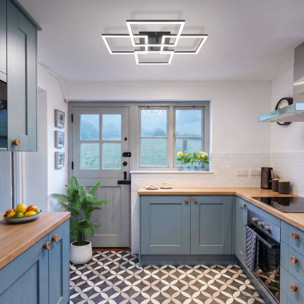 ZMH Lampada da Soffitto LED Dimmabile 43W Moderna Quadrata con Telecomando per Camera Soggiorno Cucina Ufficio
