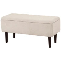 Panca Fondoletto con Vano Contenitore da 57L e Rivestimento Bouclé, 95x38x45 cm, Beige