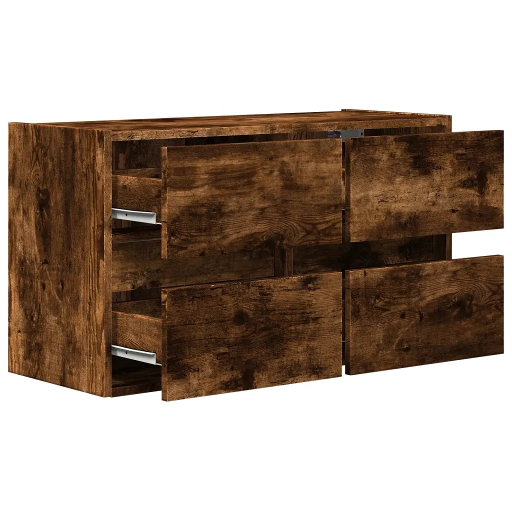 Mobile TV a Parete con Luci LED Rovere Fumo 80x31x45 cm