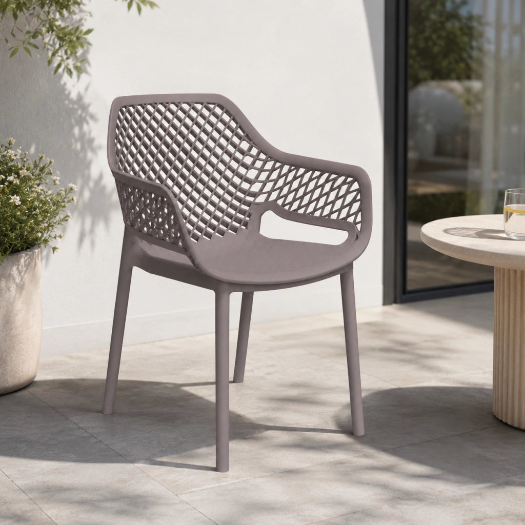 SEDIA IN POLIPROPILENE SCHIENALE FORATO 'ARIA ARMCHAIR' taupe  - BICA