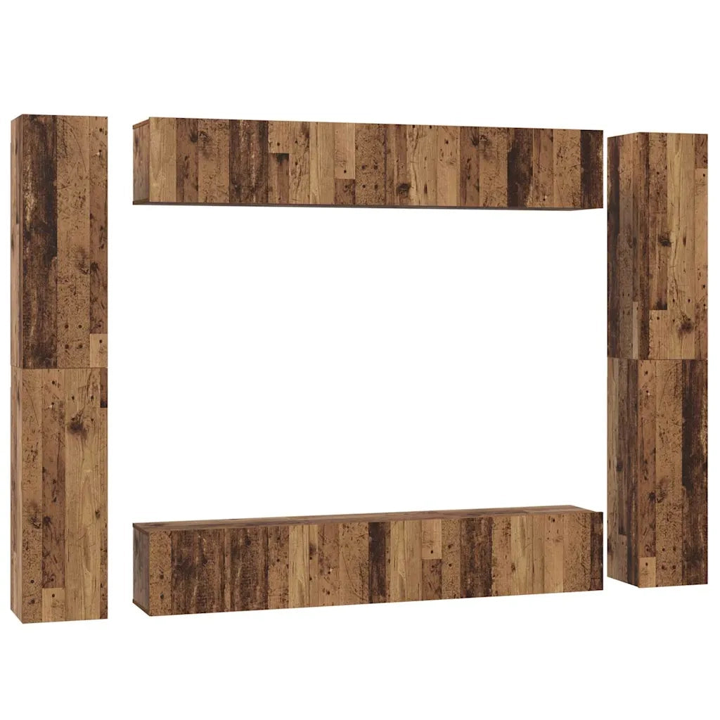 vidaXL Set mobile TV 10 pcs Legno vecchio 30.5 x 30 x 90 cm