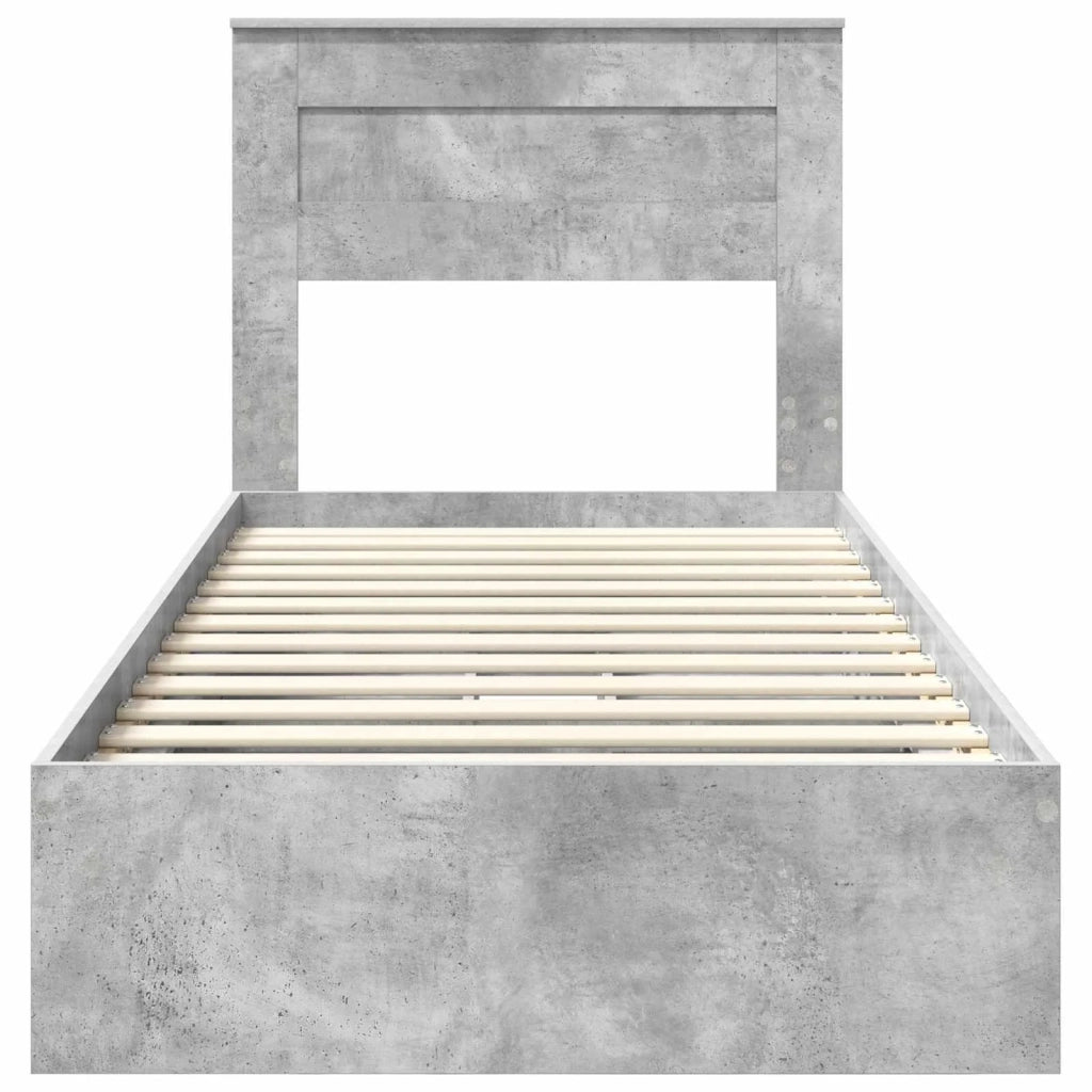 Letto con Contenitore con testiera-Struttura Letto con contenitore Grigio cemento 75 x 190 cm 790431