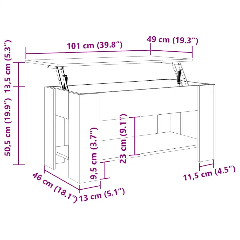 Tavolino Salotto Grigio Cemento 101x49x52 cm Legno Multistrato 809705