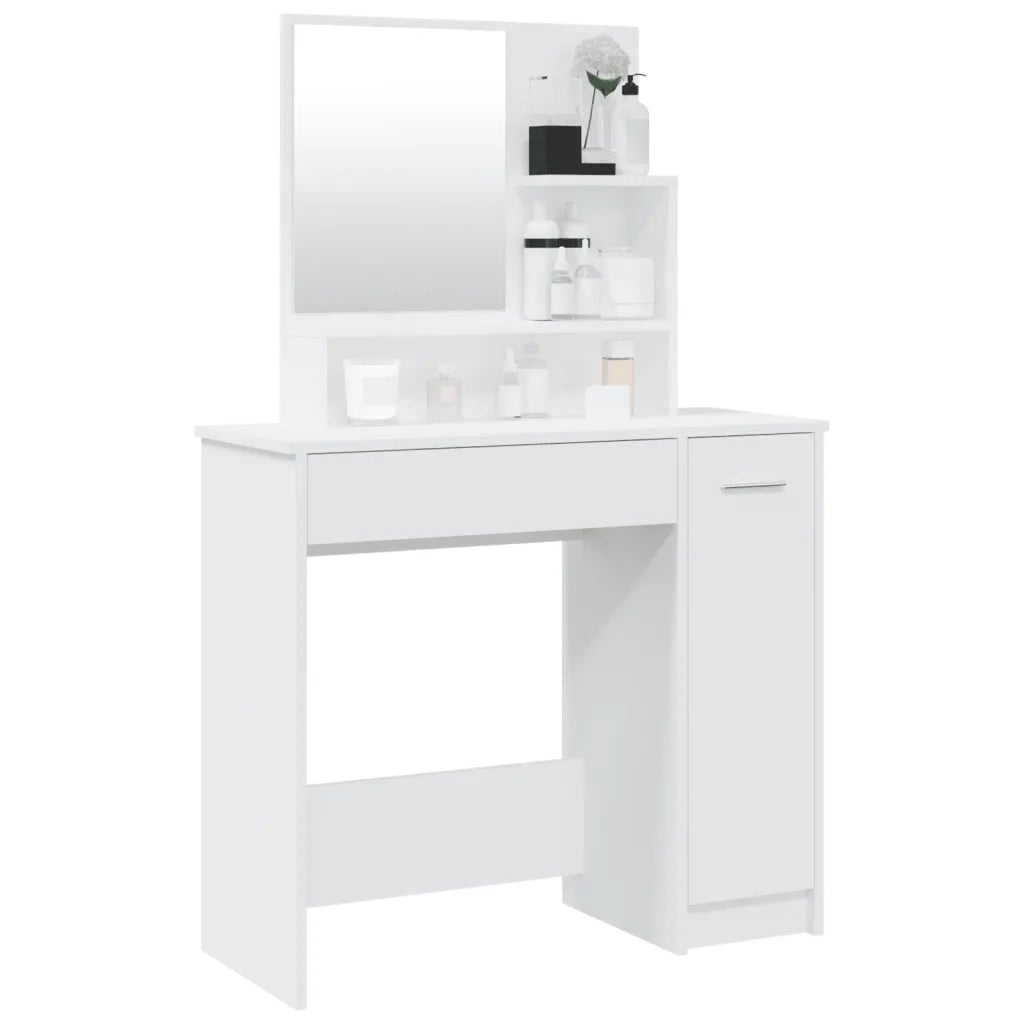 Toeletta con Specchio Bianco 86,5x35x136 cm 802957