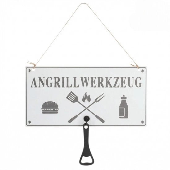 Tavolo in Metallo 28 x 14 cm - Accessori Griglia - Apribottiglie - Decorazione Parete - Cucina Barbecue - Attacco Magnetico - Tavolo Decorativo