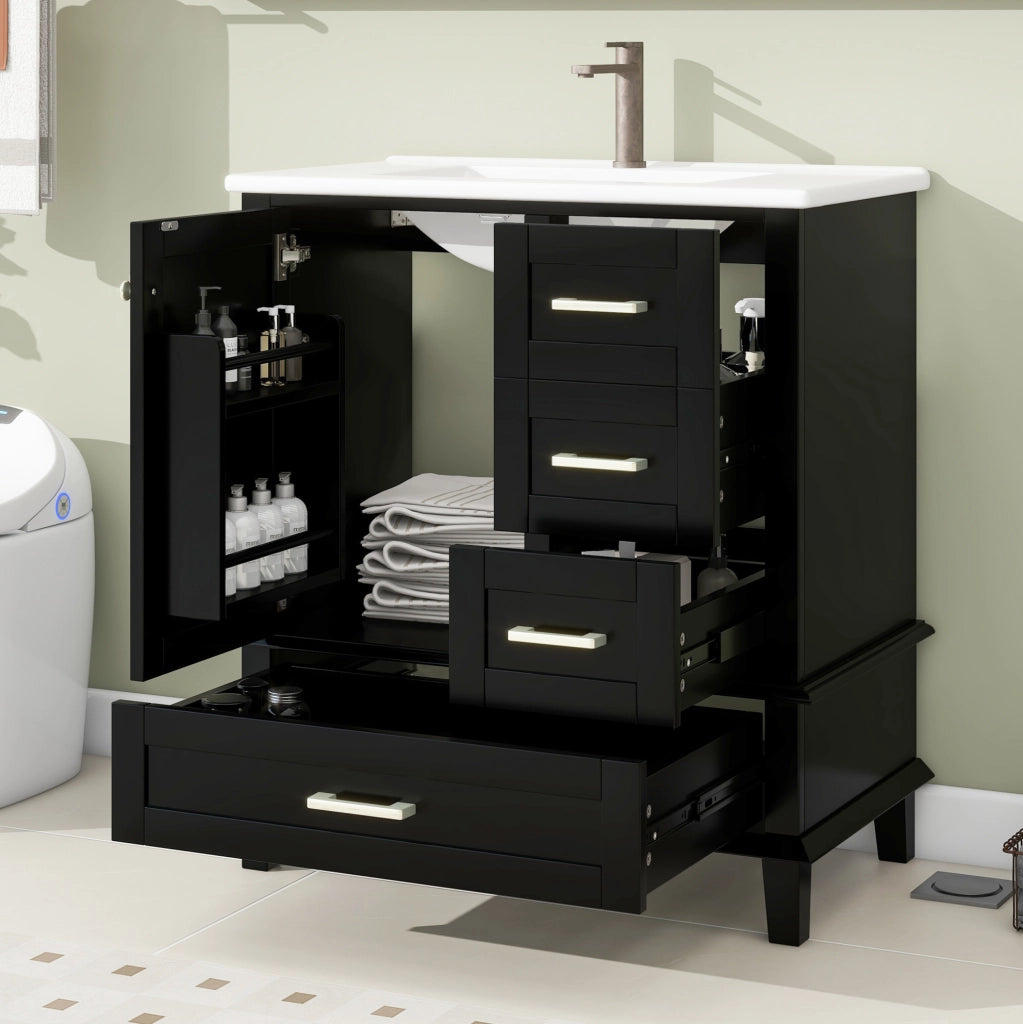 MOBILE BAGNO con lavabo integrato 76x45,5x83,5 cm MDF Nero