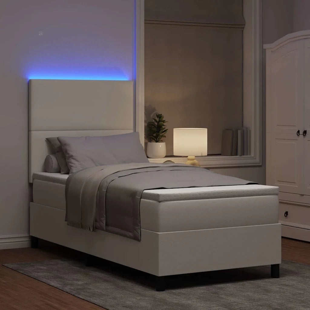 Letto a Sorgente LED con testiera Crema e Bianco 80 x 200 cm 3337621