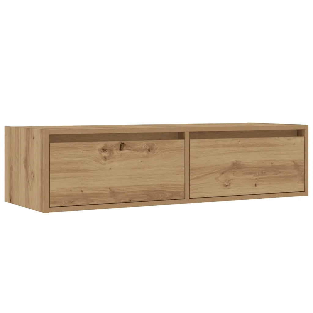 Mobile Porta TV con Luci LED Rovere Artigianale 100X35,5x25 cm 860246