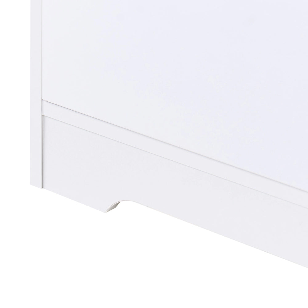 Cassettiera scandinava 5 cassetti piano in legno bianco in stile scandinavo