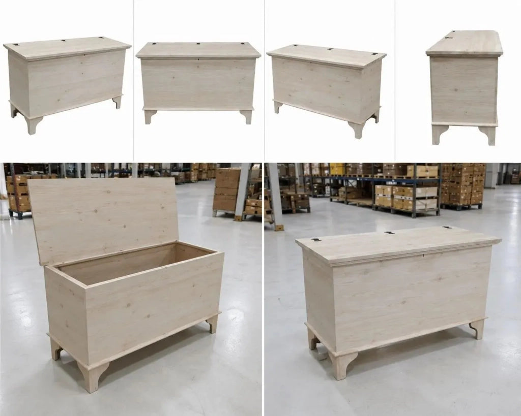 Cassapanca arte povera in legno grezza l.137 p.57 h.80 (135) - Mobili 2G