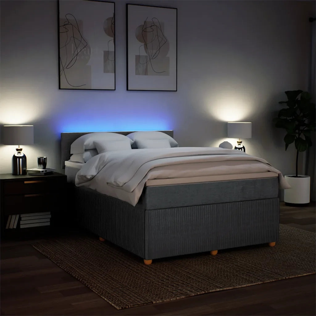 Giroletto a Molle con Materasso Grigio Scuro 140x190 cm Tessuto