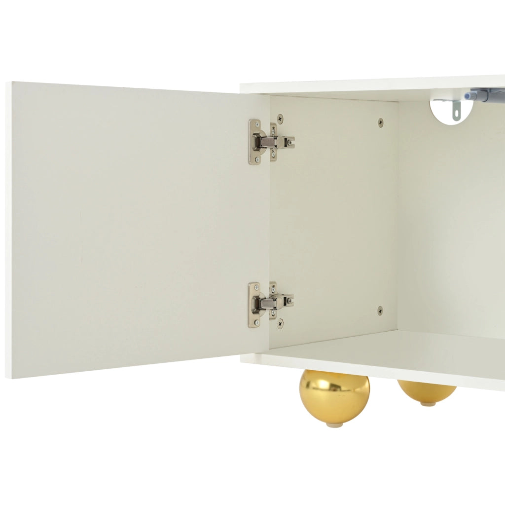 Mobile TV 180x40x45 cm con ante a forma di nuvola in truciolato bianco
