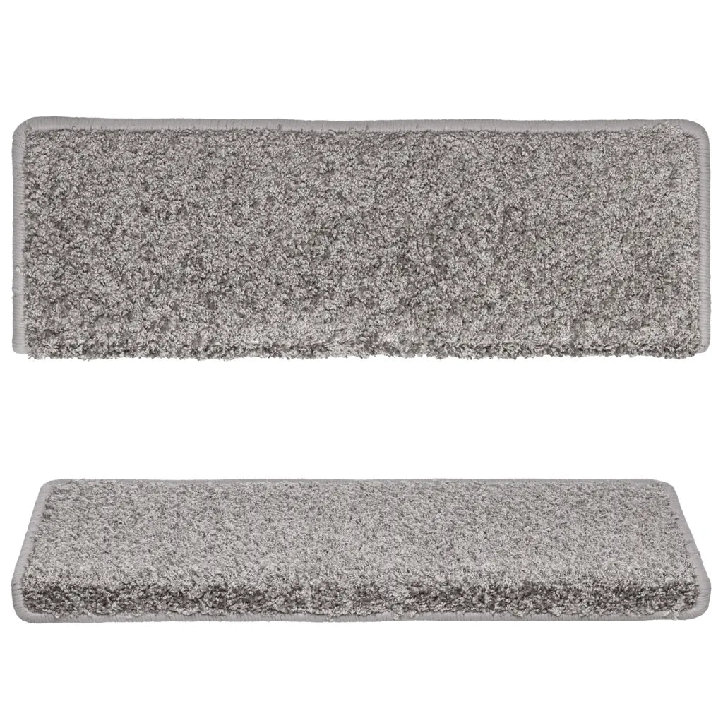 Tappetini per scale 15 pz 65x21x4 cm Grigio Bordo rettangolare 134575
