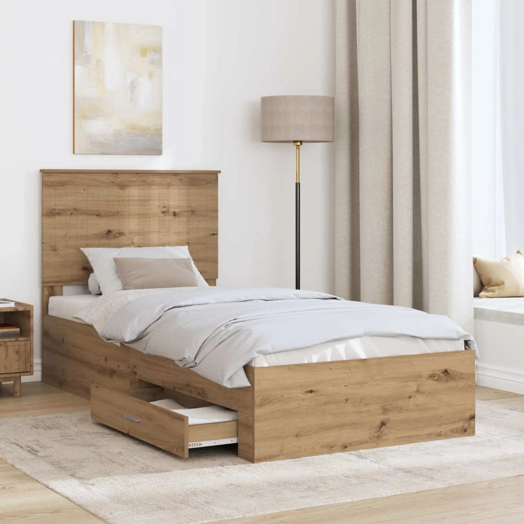 Struttura del letto con testiera Rovere artigianale 90 x 200 cm