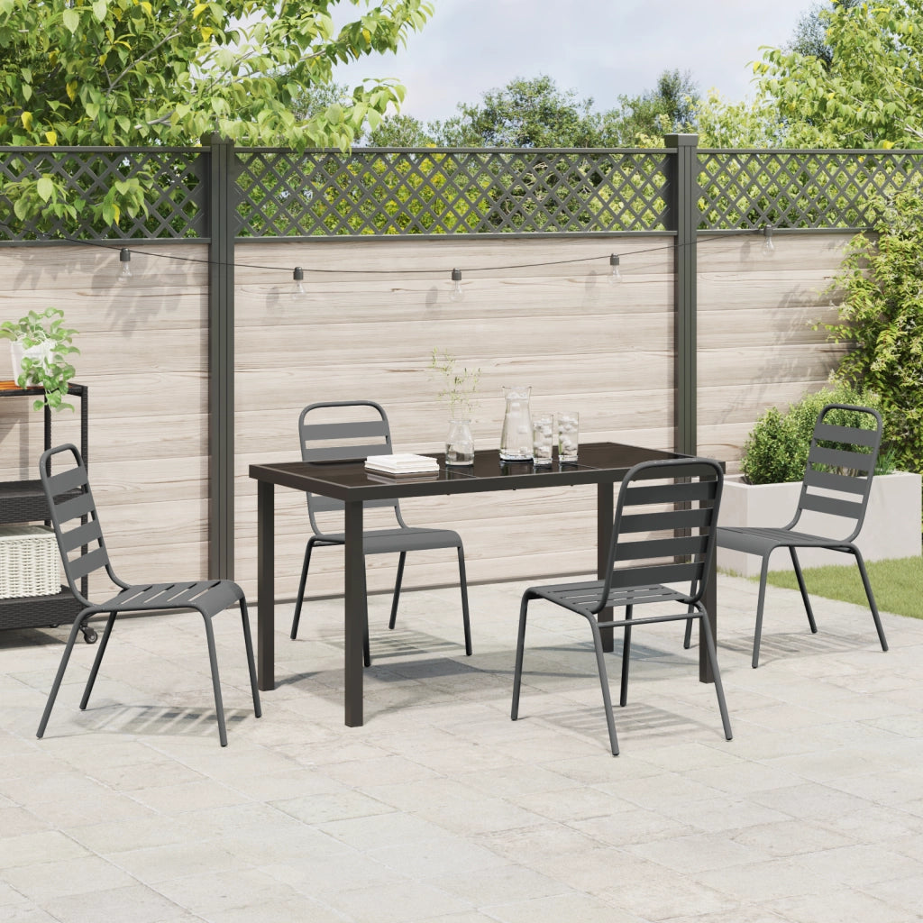 Set da Pranzo Giardino 5 Pezzi Grigio Scuro in Acciaio