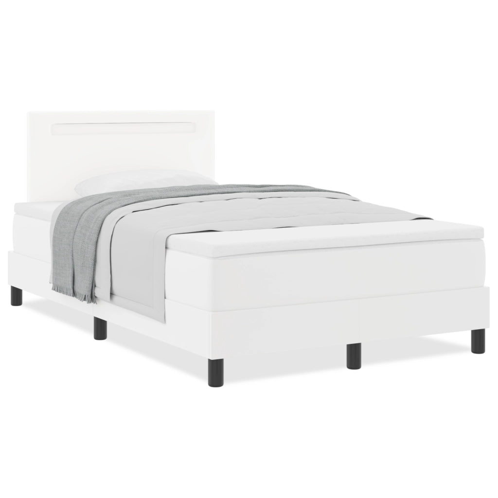 Letto con Rete a Molla e Materasso Bianco 120x200 cm in Ecopelle
