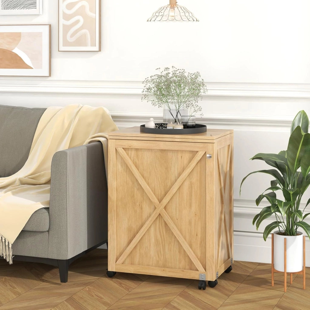 Tavolo Cucire con Ruote, Tavolino Cucito Pieghevole, Asse da Stiro Richiudibile, Mobile per Macchina da Cucire a Scomparsa, Allungabile a 3 Livelli, 58x40x78 cm, 2 Colori Disponibili