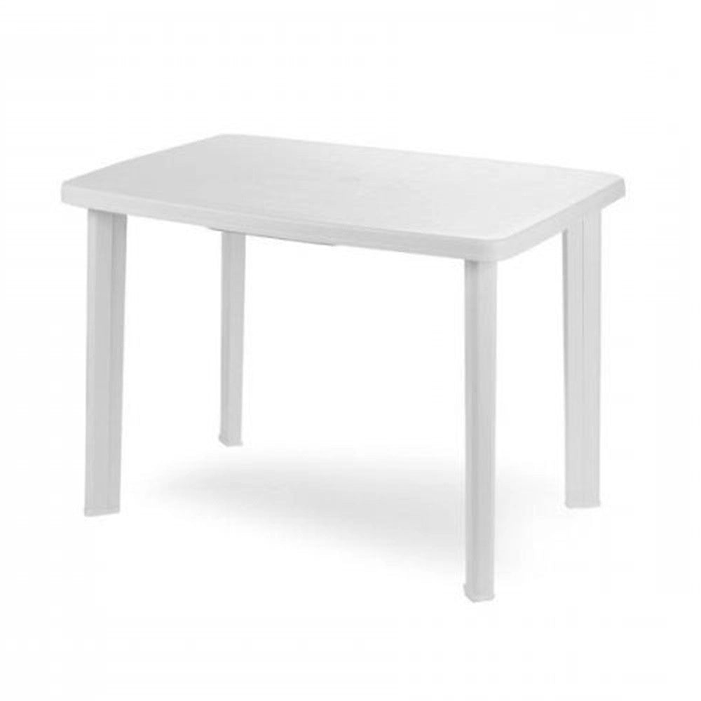Trade Shop - Tavolo Da Giardino Rettangolare Bianco Arredo Esterno Resistente 101x68xh72cm 012138 -