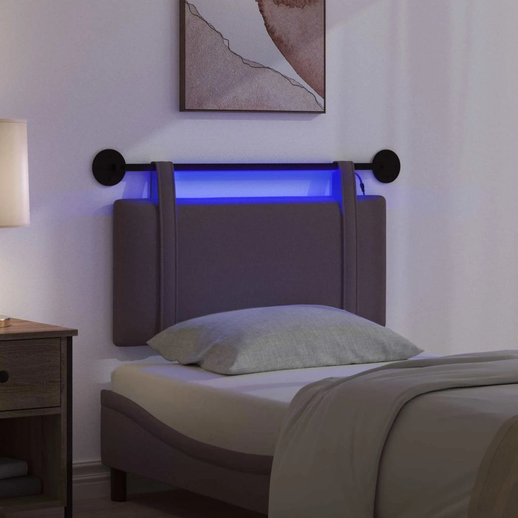 Testiera sospesa Con luce LED Marrone Scuro Tessuto