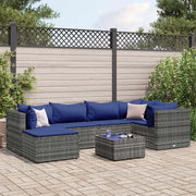 vidaXL Set Divani da Giardino 7 pz con Cuscini in Polyrattan Grigio