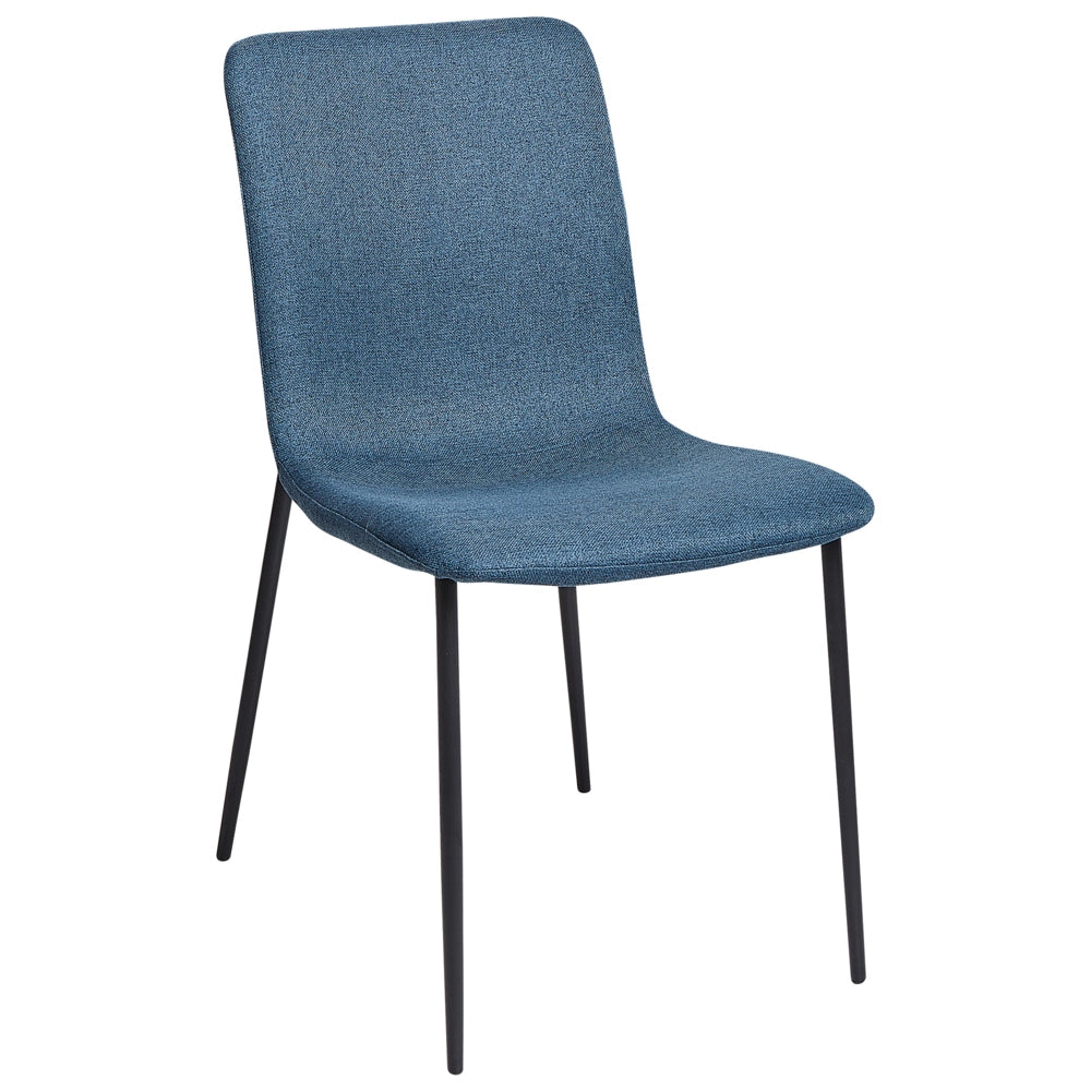 Set di 4 sedie da pranzo in tessuto poliestere Blu Scuro Sala da pranzo Gambe in ferro Elegante