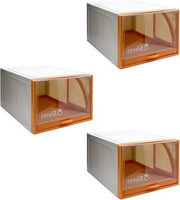 Sistema di conservazione delle scarpe con cassettiera rimovibile - Box per scarpe arancione ripiegabile - Box per scarpe arancione 2 piani - Box per scarpe arancione spaziale - Or-2