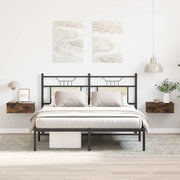 Comodini Pensili Rovere Fumo 2pz-Set di 2 Tavolino da notte 40x30x15 cm Legno Multistrato