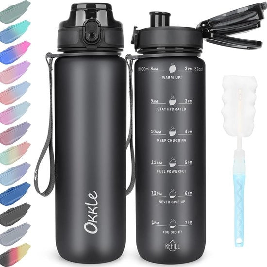 Ottimale bottiglia da 1 litro, BPA-free, con chiusura ermetica e impermeabile, adatta per palestra, scuola, bicicletta, outdoor, sport, fitness