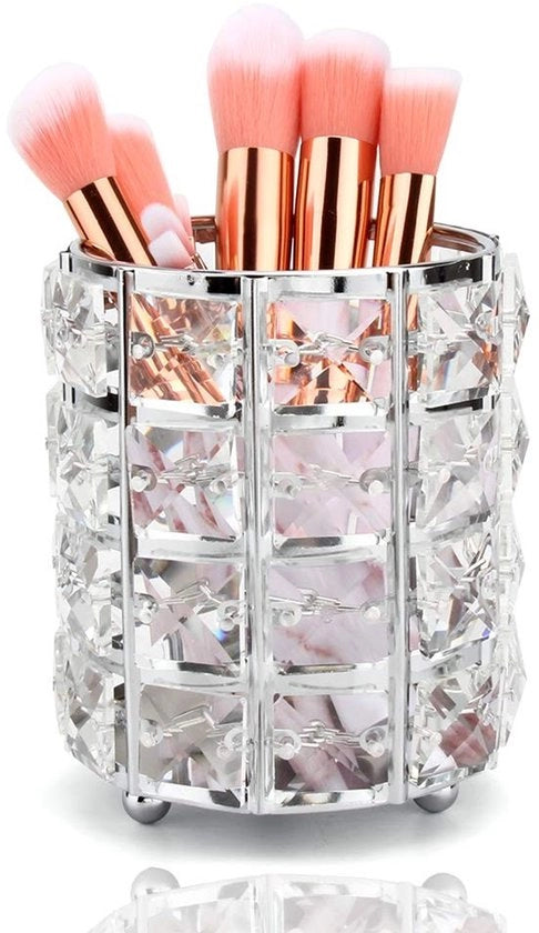 Organizzatore per pennelli per trucco - Rotante - Transparente - Grande capacità - Multifunzionale - Design decorativo - Organizzatore per trucco