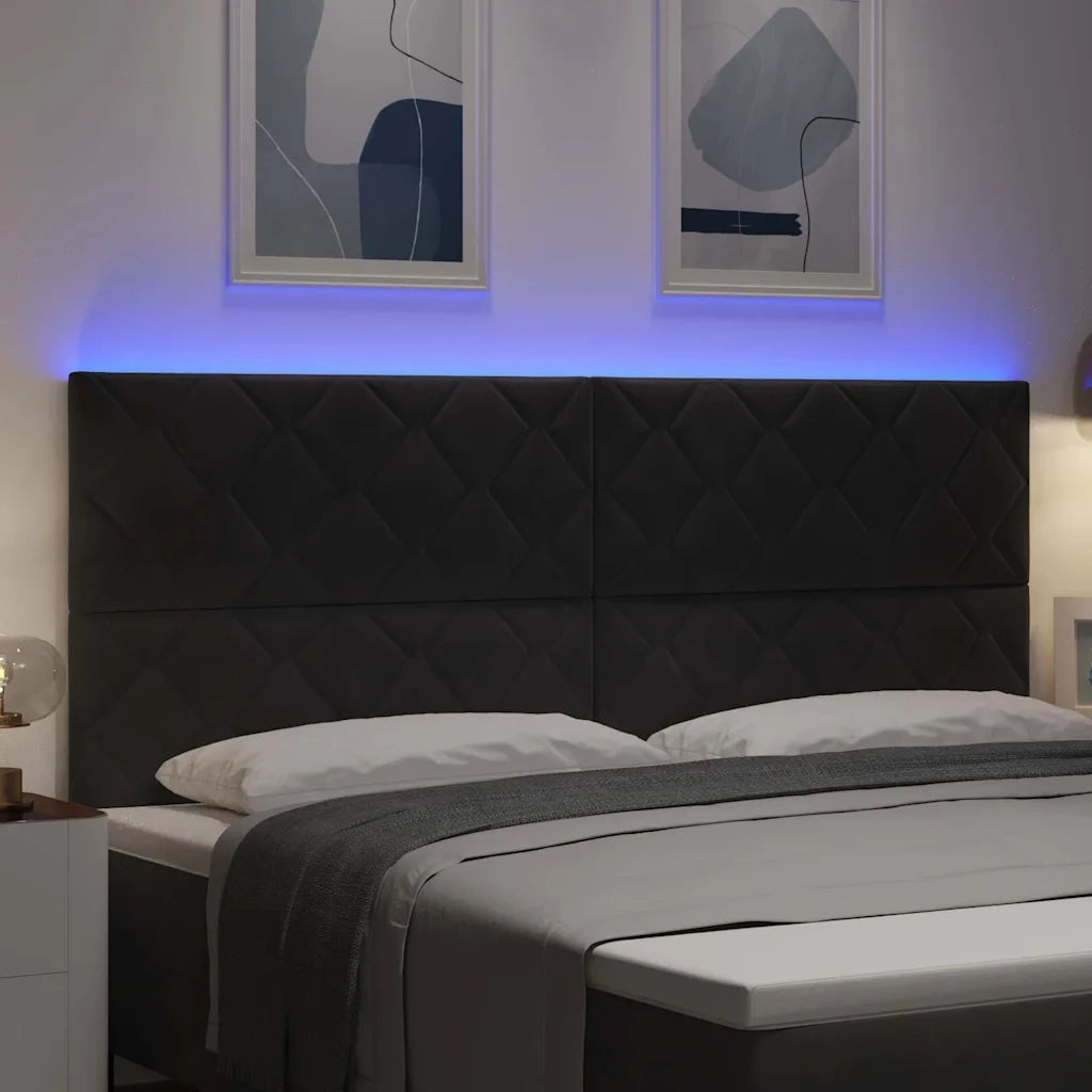 Testiera LED Nero 200 cm Velluto 3338562