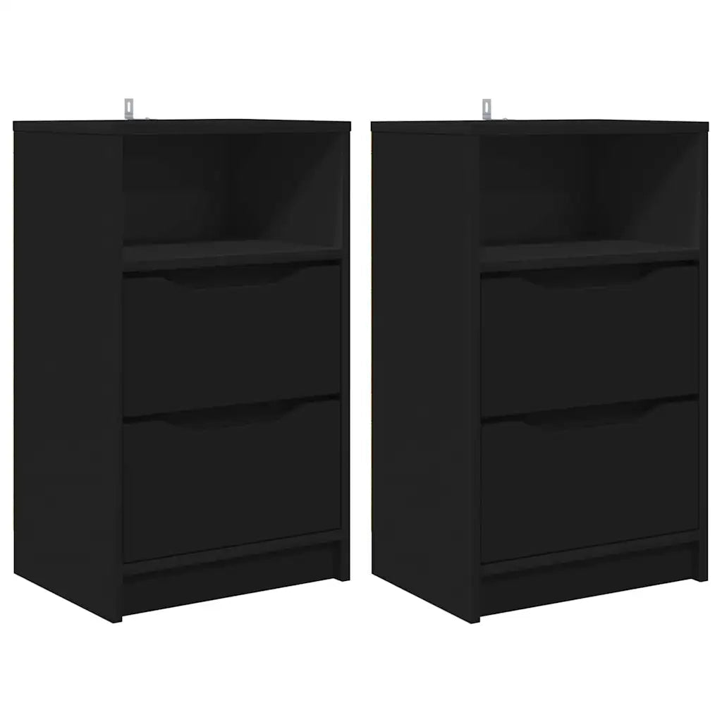 Comodini 2 pz-Set di 2 Tavolino da notte Nero 40 x 30 x 467 cm Legno multistrato