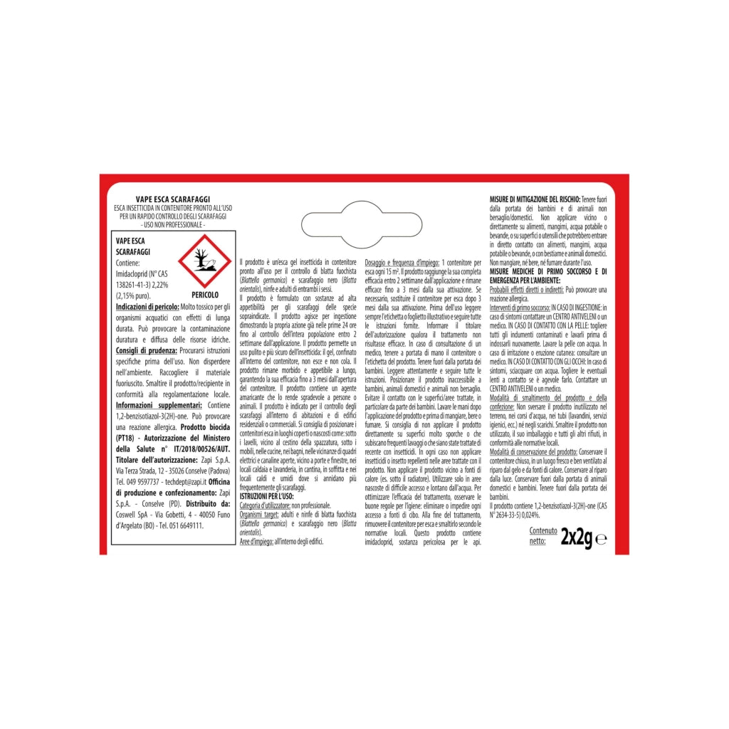 Trappola Esca Antiscarafaggi Vape 2 Pezzi