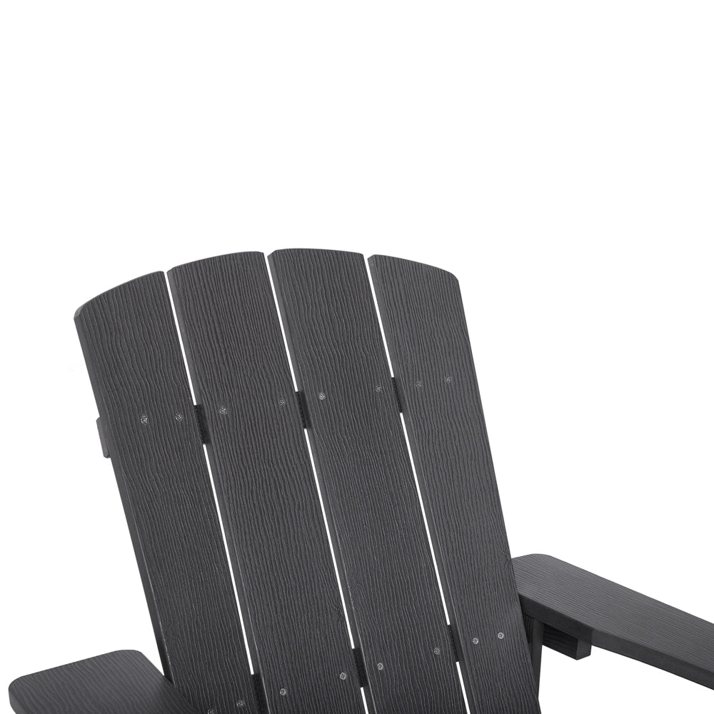Sedia da giardino in legno di plastica grigio scuro con poggiapiedi resistente agli agenti atmosferici in stile moderno