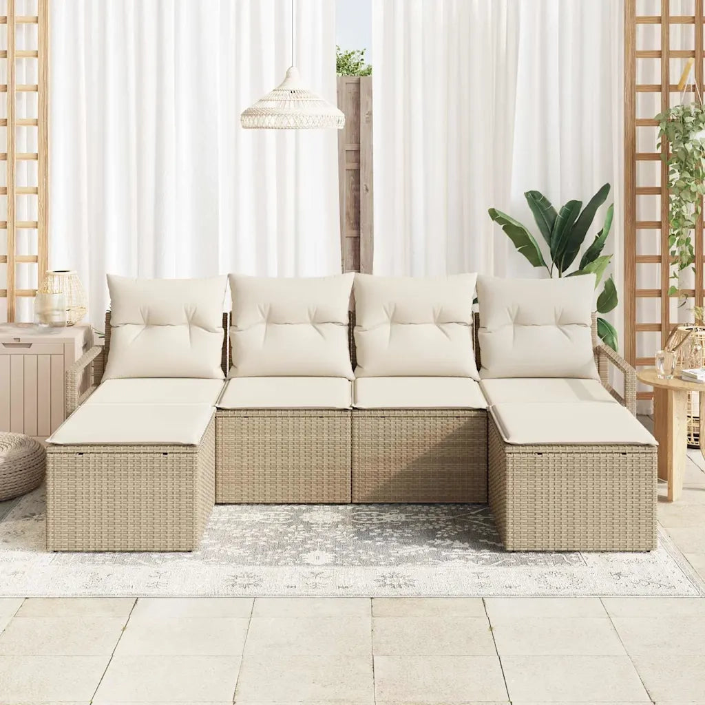 Set di divani 6 pcs Beige polyrattan