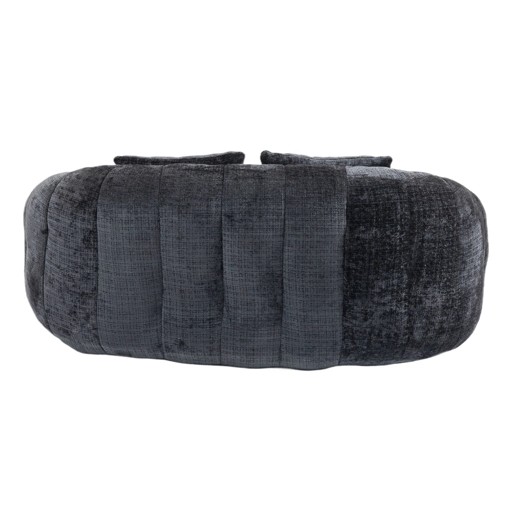 Divano a sacco in ciniglia nera a due posti 145x95x63 cm